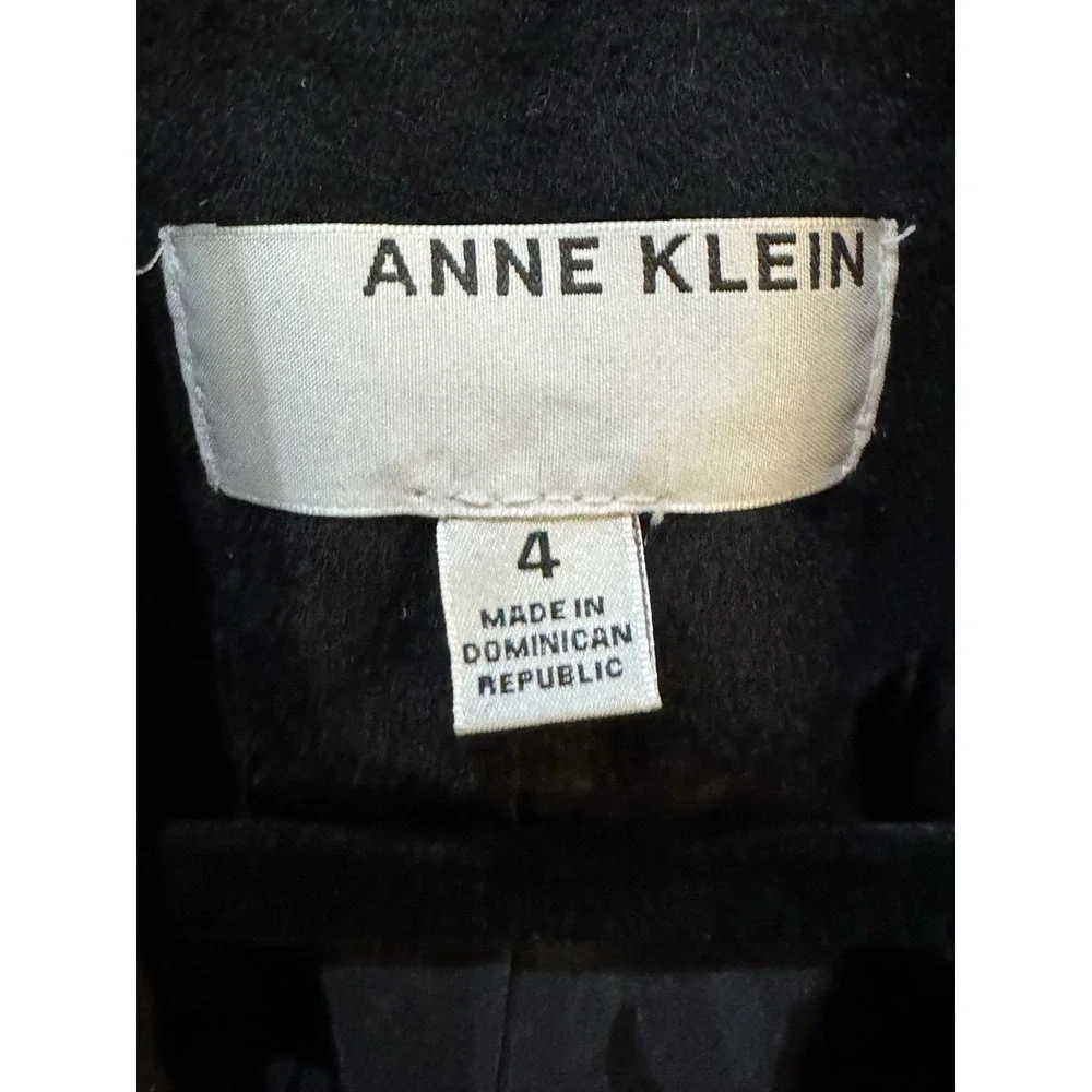 Anne Klein Black Wool CASHMERE Blend Coat Women's Size 4 Classic Tailored Long